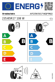 Vredestein Quatrac Pro+ XL M+S 3PMSF 235/65 R17 108W Ganzjahr – EU-Reifenlabel