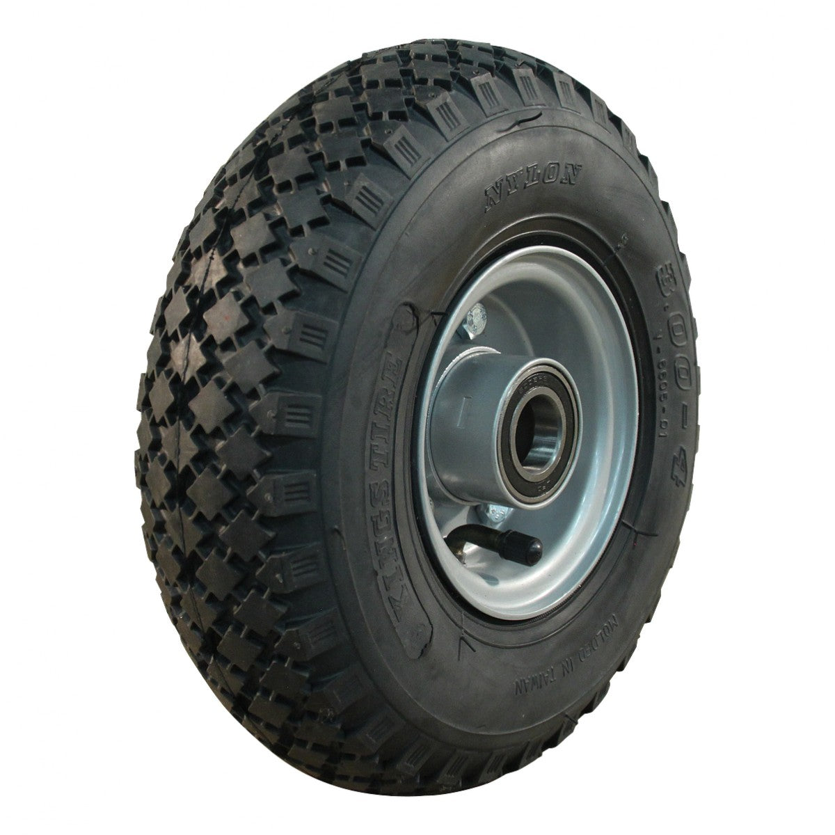 Kings Tire Komplettrad 3.00-4 V-6605 2PR auf Felge 2.10-4 ET0 NL75 Kugellager Ø25 Stahl Grau