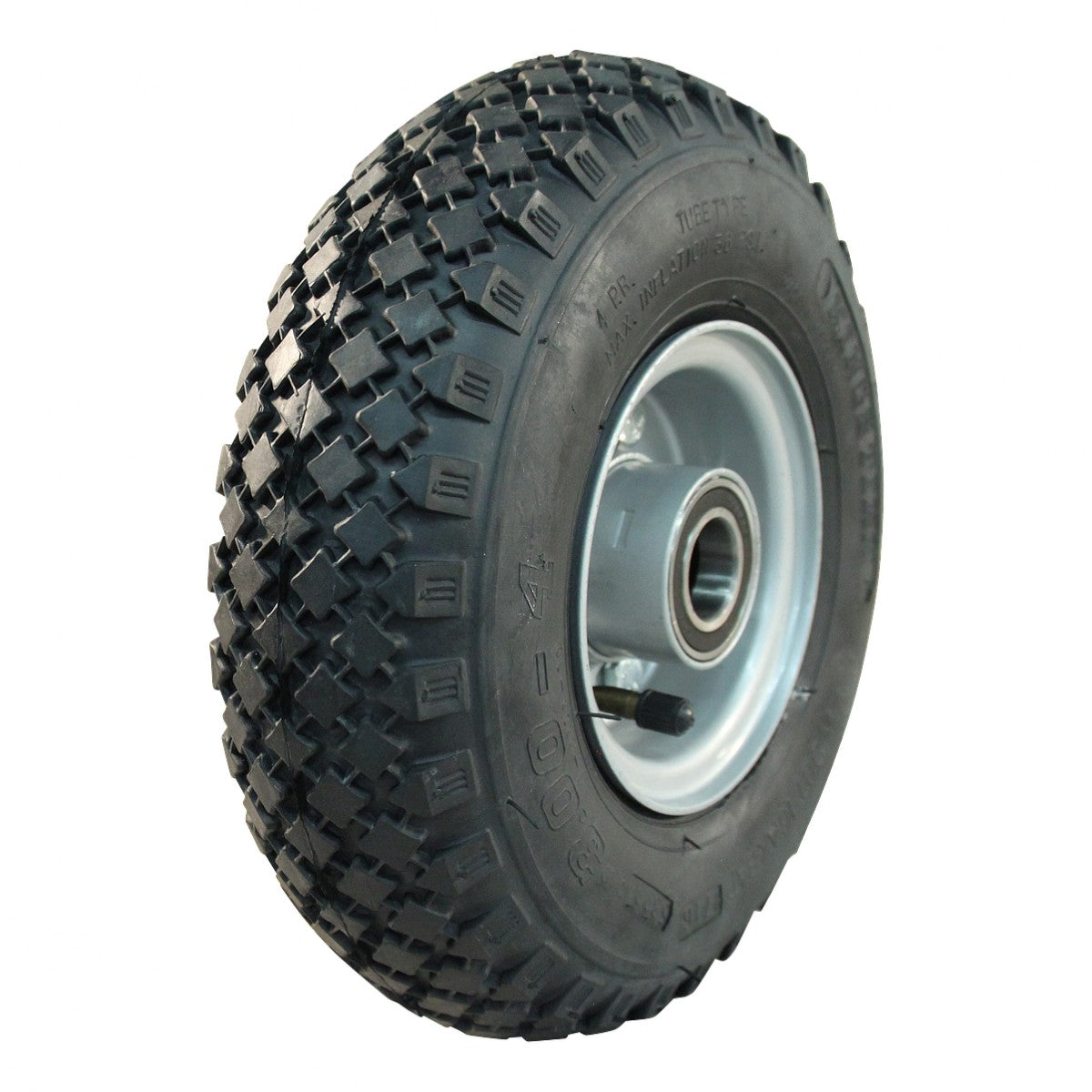 Kings Tire Komplettrad 3.00-4 V-6605 6PR auf Felge 2.10-4 ET0 NL75 Kugellager Ø25 Stahl Grau