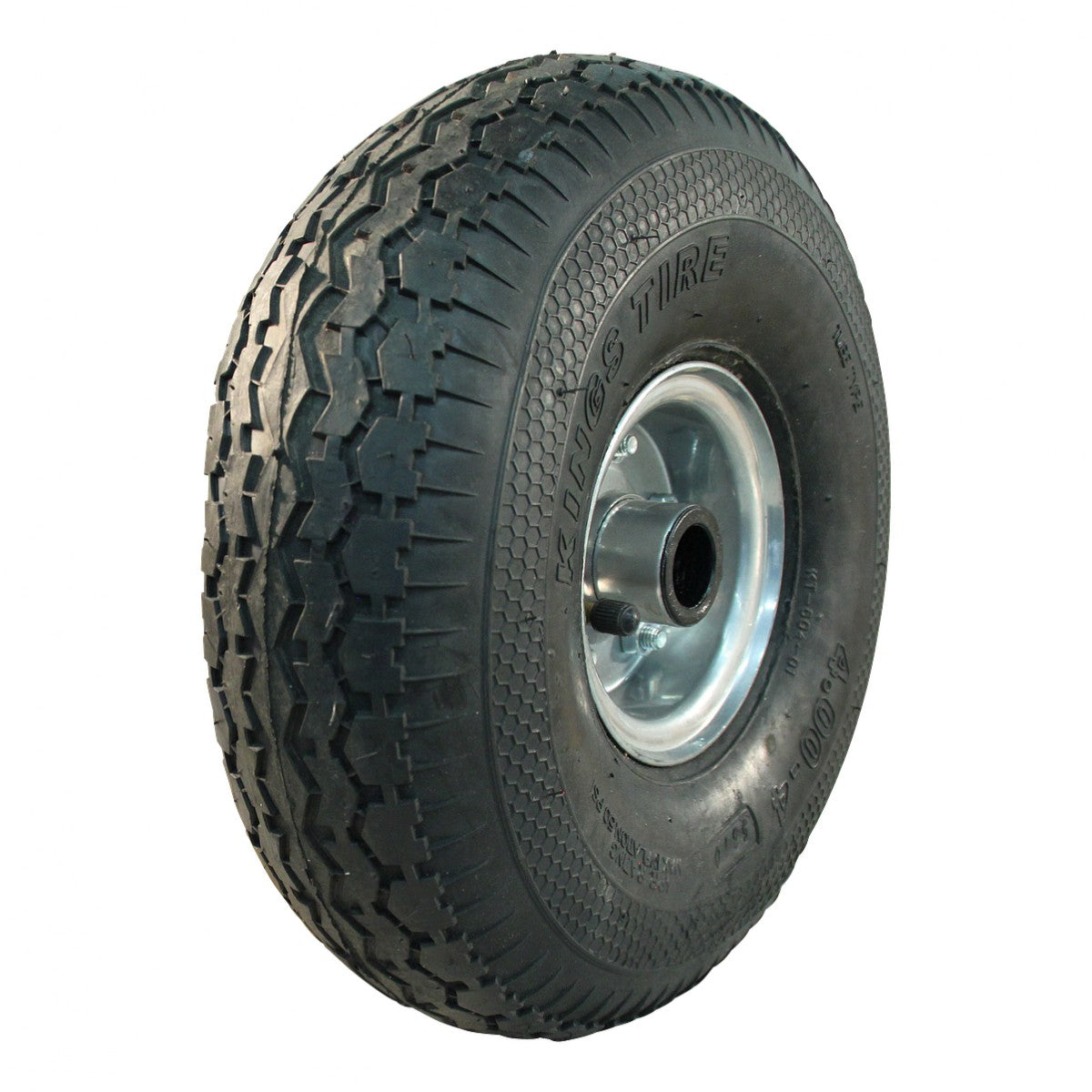 Kings Tire Komplettrad 4.00-4 V-6504 4PR auf Felge 2.10-4 ET0 NL75 Kugellager Ø20 Stahl Grau