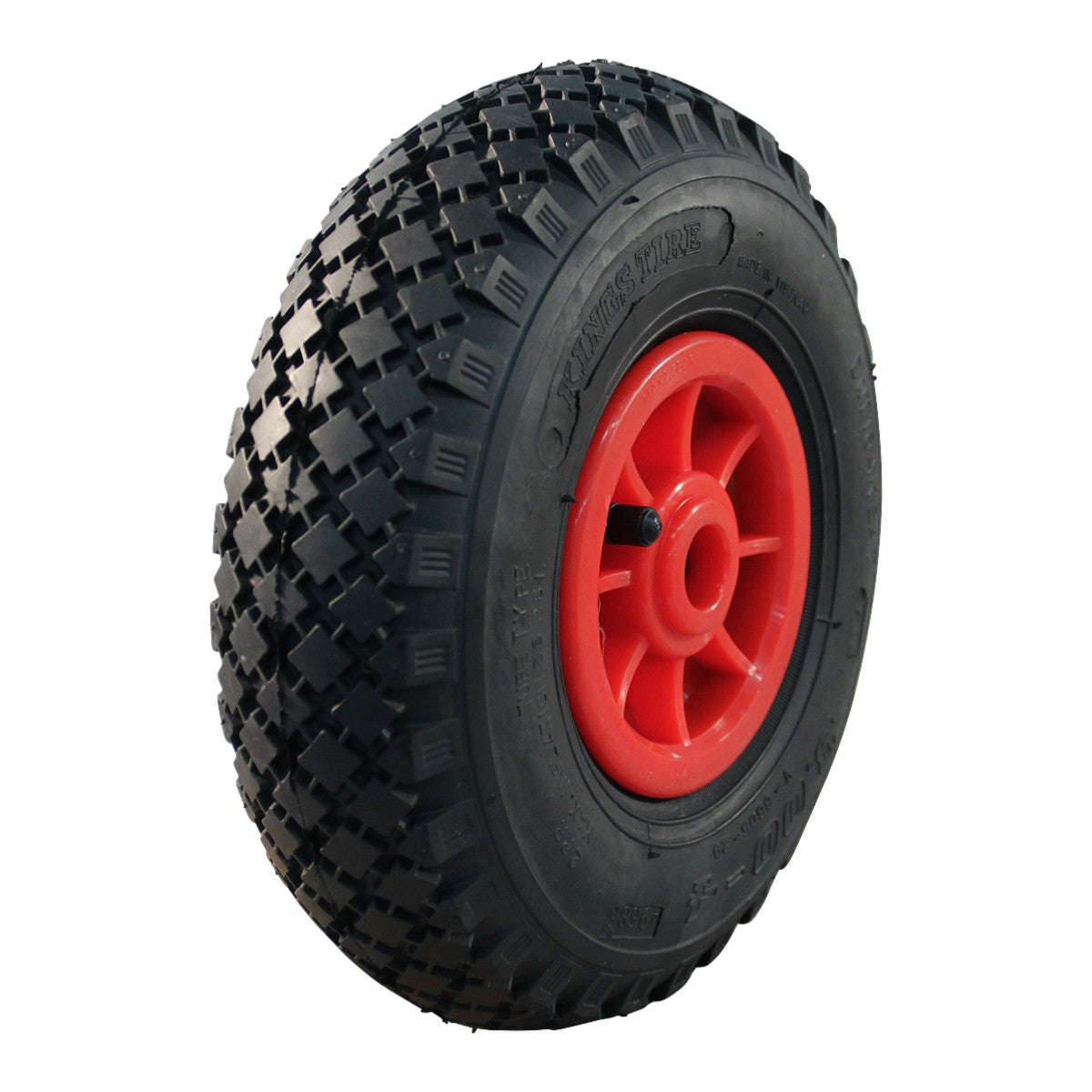 Narubb Komplettrad 3.00-4 S-2303 2PR auf Felge 2.10x4 NL75 Rollenlager Ø25 Kunststoff Rot