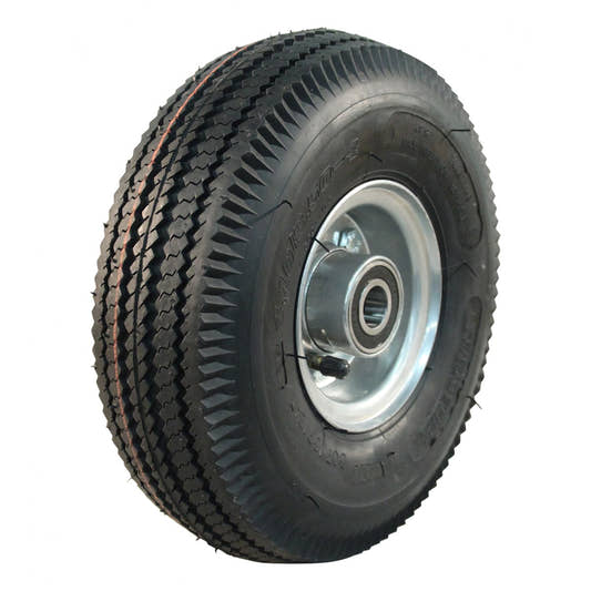 Kings Tire Komplettrad 4.10/3.50-4 V-6603 4PR auf Felge 2.10-4 ET0 NL75 Kugellager Ø20 Stahl Grau