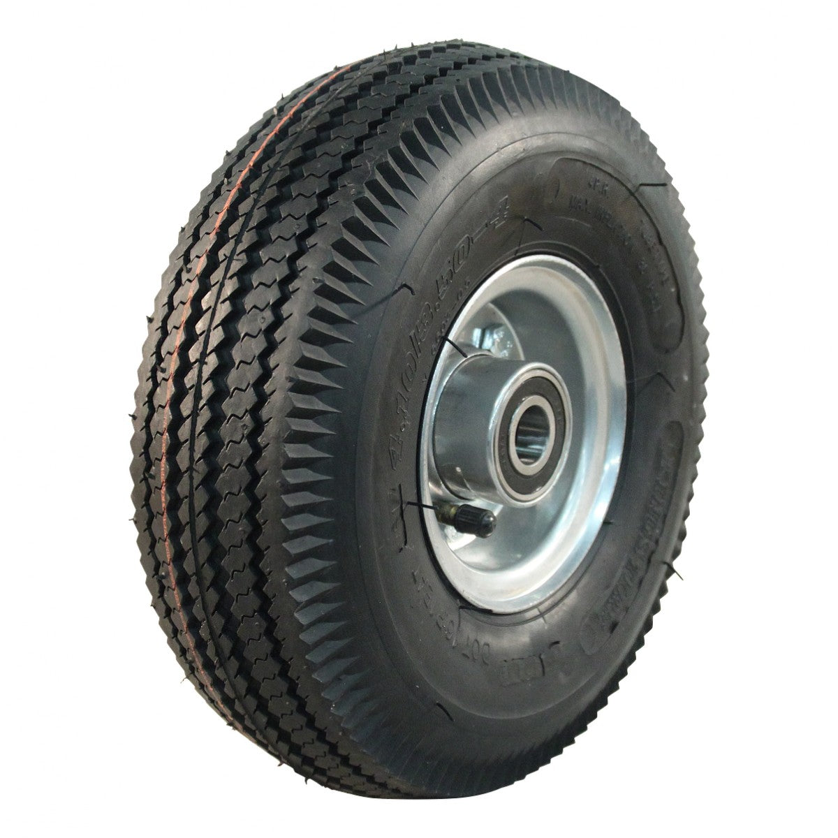 Kings Tire Komplettrad 4.10/3.50-4 V-6603 4PR auf Felge 2.10-4 ET0 NL75 Kugellager Ø20 Stahl Grau