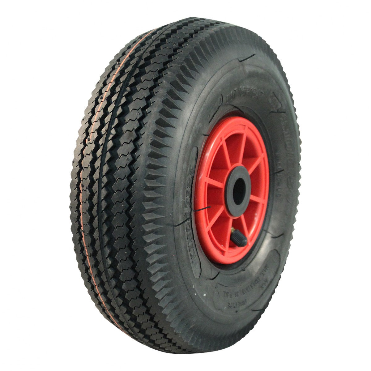 Kings Tire Komplettrad 4.10/3.50-4 V-6603 4PR auf Felge 2.10x4 NL75 Rollenlager Ø20 Kunststoff Rot