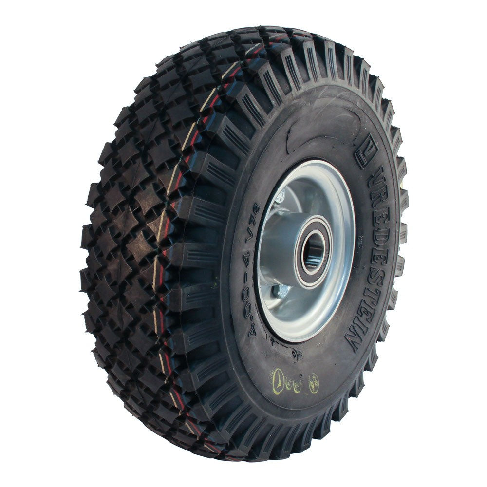 Kings Tire Komplettrad 4.00-4 V-76 extra 6PR auf Felge 2.10-4 ET0 NL75 Kugellager Ø25 Stahl Grau