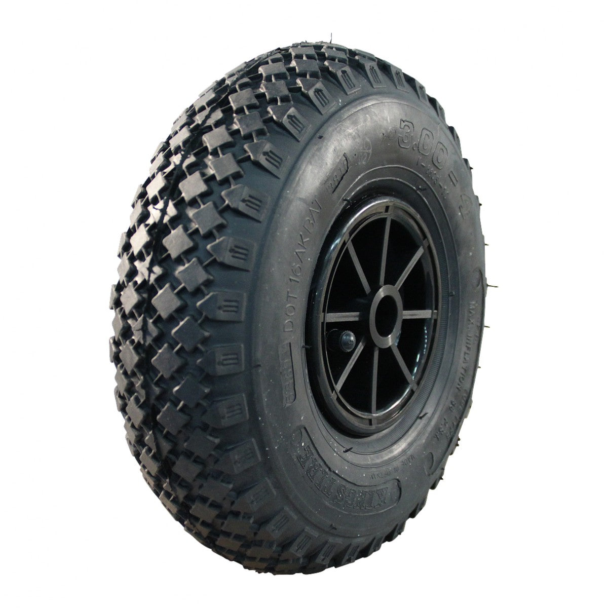 Kings Tire Komplettrad 3.00-4 V-6605 2PR auf Felge 2.10x4 NL75 Gleitlager Ø20 Kunststoff Schwarz