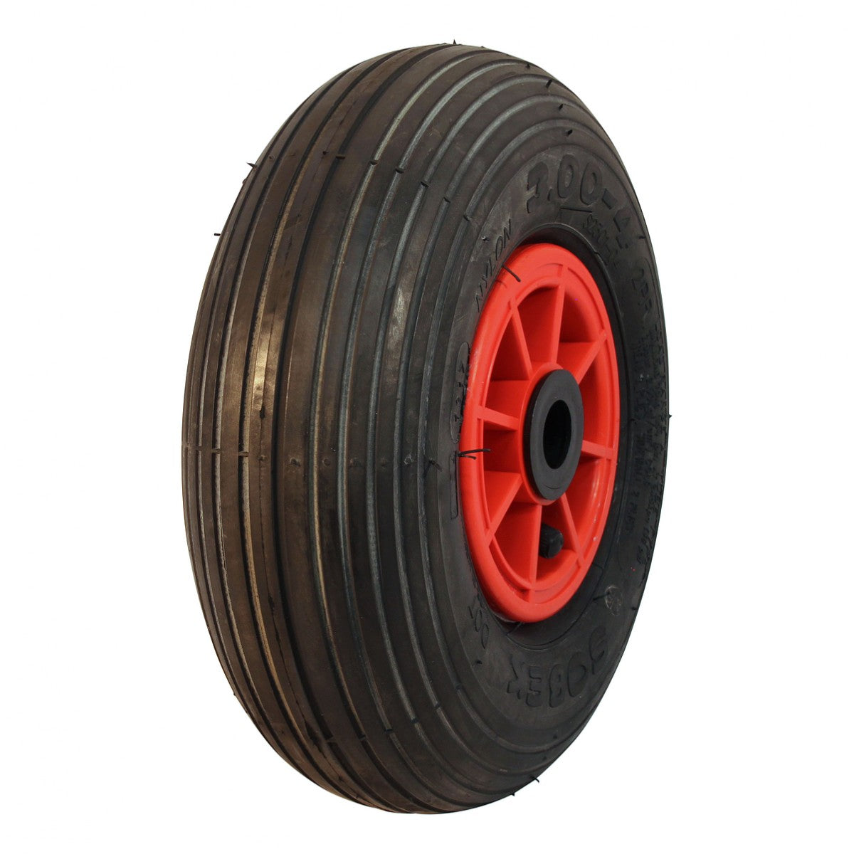 Narubb Komplettrad 3.00-4 S-2301 4PR auf Felge 2.10x4 NL75 Rollenlager Ø25 Kunststoff Rot