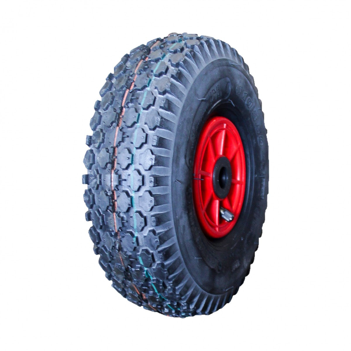 Kings Tire Komplettrad 4.10/3.50-4 V-6602 4PR auf Felge 2.10x4 ET NL75 Rollenlager Ø20 Kunststoff Rot