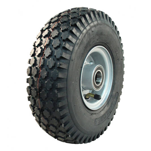 Kings Tire Komplettrad 4.10/3.50-4 V-6602 4PR auf Felge 2.10-4 ET0 NL75 Kugellager Ø20 Stahl Grau