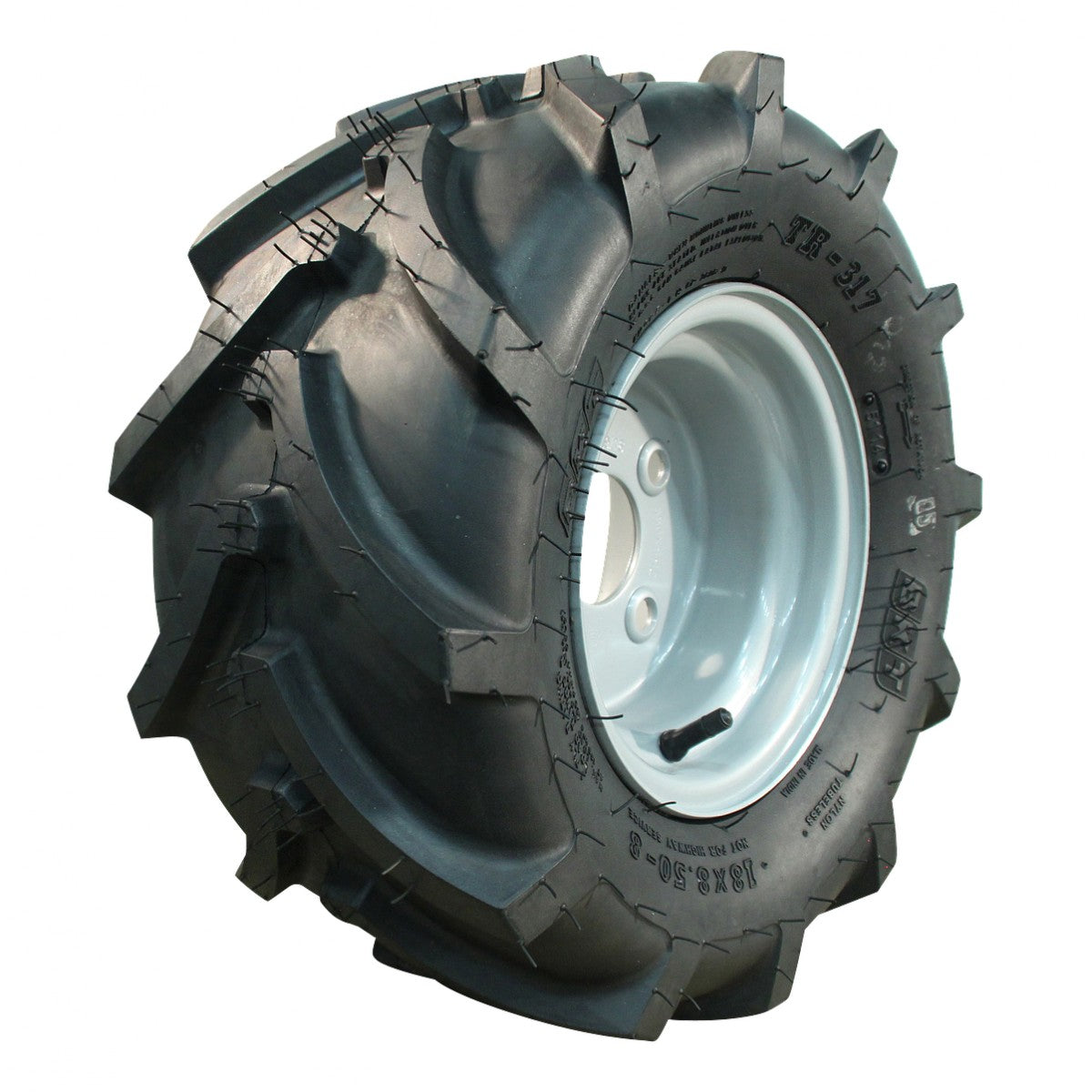 Novio Komplettrad 18x45785-8 TR-317 4PR auf Felge 5.50x8 4/100/60 ET0 Stahl Grau rechts