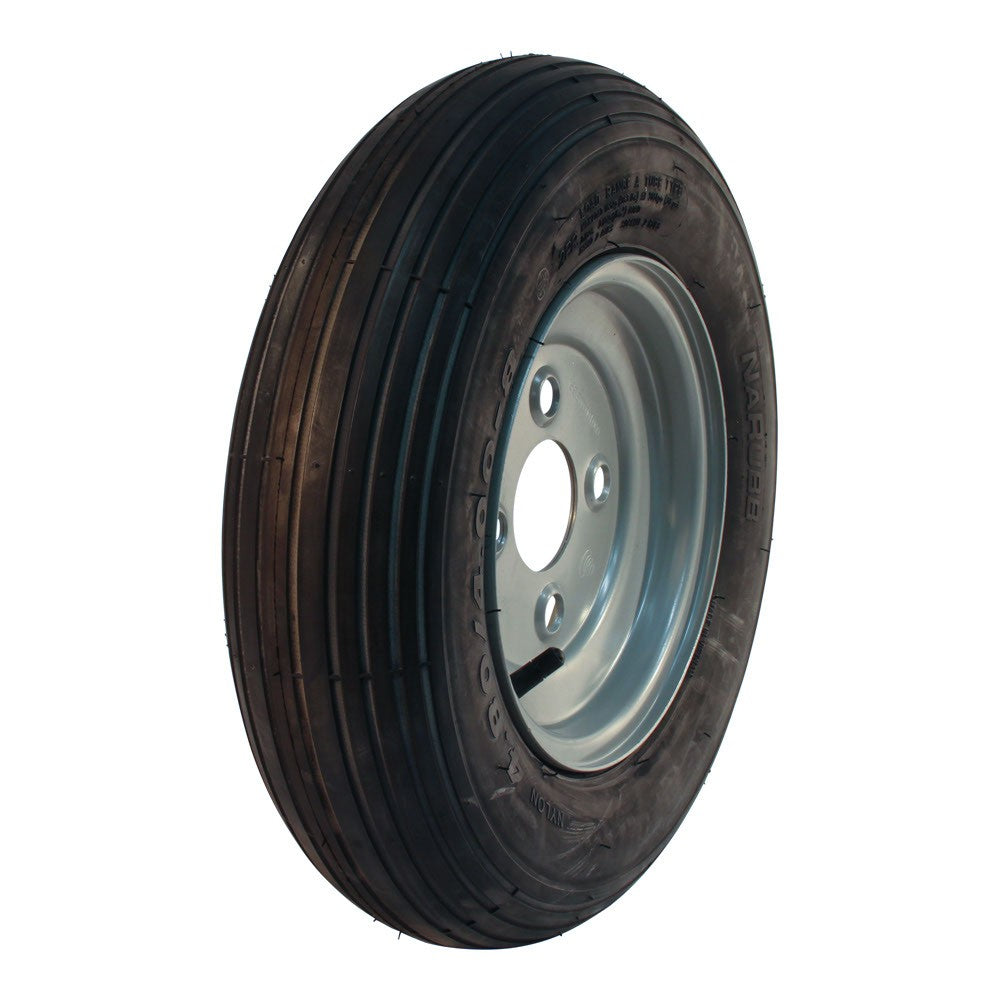 Narubb Komplettrad 4.80/4.00-8 S-2301 2PR auf Felge 2.50x8 4/100/60 ET0 Stahl Grau