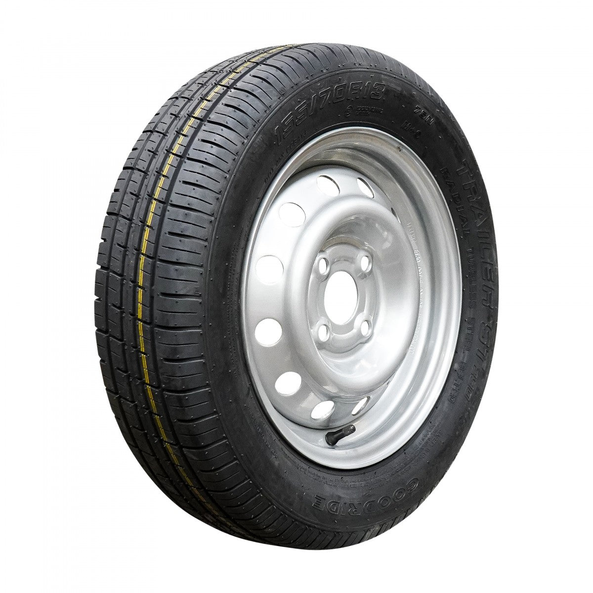 Goodride Komplettrad 155/70R13 ST290 75N auf Stahlfelge 4Jx13H2 4/100/57 ET30 Silber