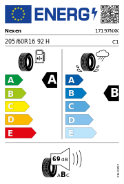 Nexen N Blue S 4PR 205/60 R16 92H Sommer – EU-Reifenlabel
