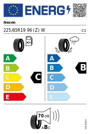 Nexen N Fera SU1 XL 225/45 R19 96 (Z)W Sommer – EU-Reifenlabel
