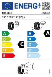 Hankook Ventus S1 evo3 (K127) XL UHP 295/25 R22 97 (Z)Y Sommer – EU-Reifenlabel