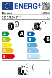 Hankook iON evo (IK01) * XL 255/35 R20 97Y Sommer – EU-Reifenlabel