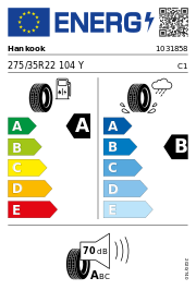 Hankook iON evo SUV (IK01A) * XL 275/35 R22 104Y Sommer – EU-Reifenlabel