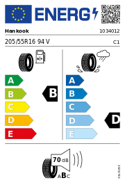 Hankook iON ST AS (IH61) XL Elect 205/55 R16 94V Sommer – EU-Reifenlabel