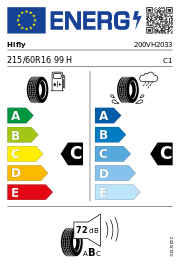 Hifly HF 201 XL 215/60 R16 99H Sommer – EU-Reifenlabel