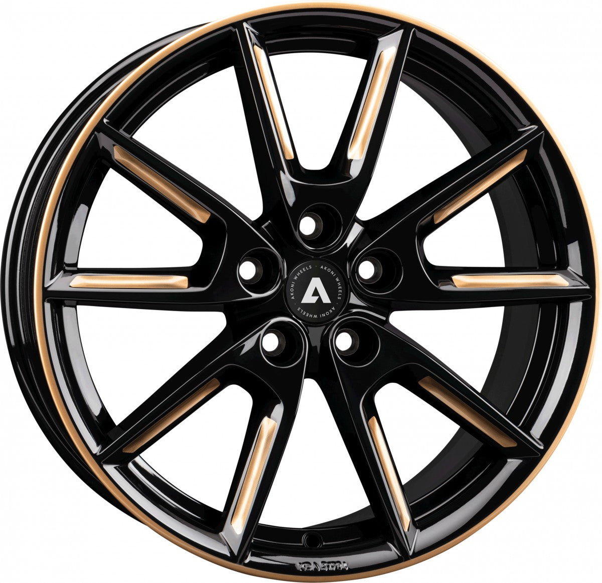Akoni AK09 black glossy gold spoke rim Alufelge 8x18 Zoll ET40 LK 5x112 ML66.6