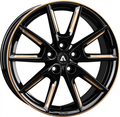 Akoni AK09 black glossy gold spoke rim Alufelge 8x18 Zoll ET40 LK 5x112 ML66.6