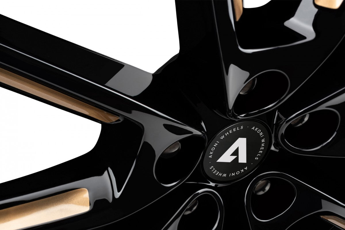 Akoni AK09 black glossy gold spoke rim Alufelge 8x18 Zoll ET40 LK 5x112 ML66.6 – Bild 3