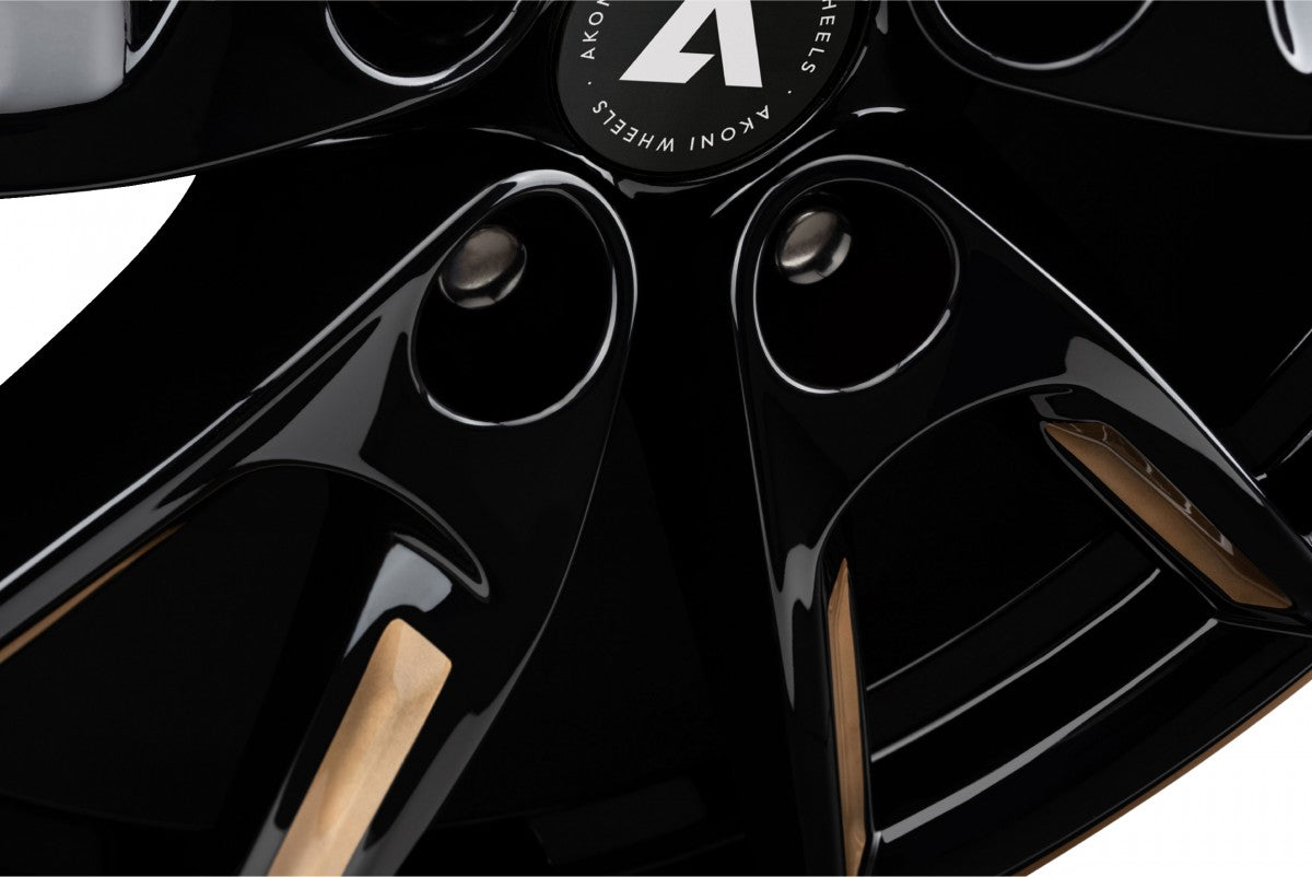 Akoni AK09 black glossy gold spoke rim Alufelge 8x18 Zoll ET40 LK 5x112 ML66.6 – Bild 4