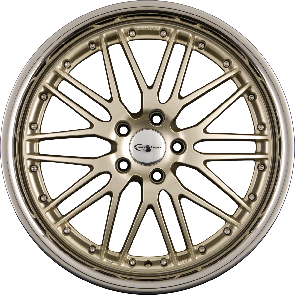 Emotion Wheels Wasabi Champagner mit Inox Edelstahlbett Alufelge 8.5x19 Zoll ET35 LK 5x120 ML72.6