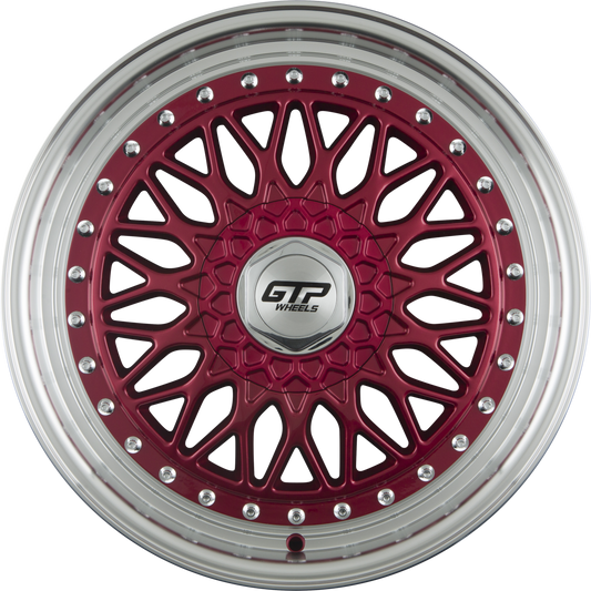 GTP 040 Candy Red Felgenbett Poliert 7.5x17 Zoll ET30 LK 4x100 ML57.1