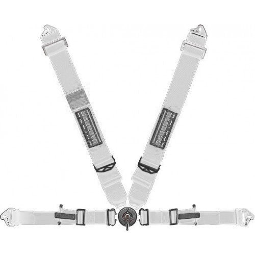 Schroth PROFI II asm Flexi Belt silber mit schwarz/gelbem SCHROTH RACING Logo links
