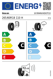 Nexen Roadian 542 DOT22 265/60 R18 110H Sommer DOT DOT22 – EU-Reifenlabel