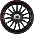 Team Dynamics Monza RS Racing-Black + Felgenhorn in Rot 7.5x18 Zoll ET37 LK 5x100 ML73.1
