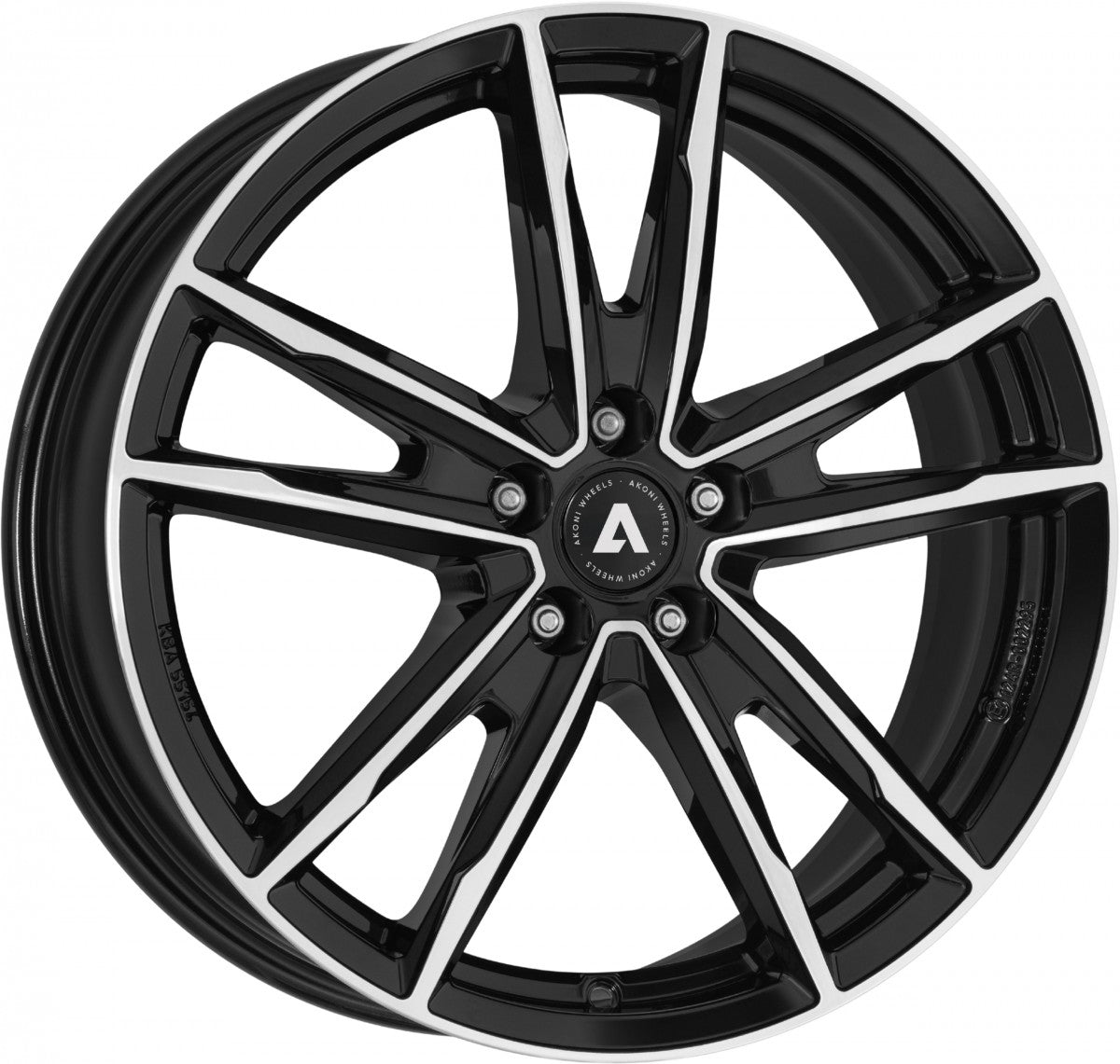 Akoni AK08 black polished Alufelge 7x17 Zoll ET45 LK 5x114.3 ML60.1
