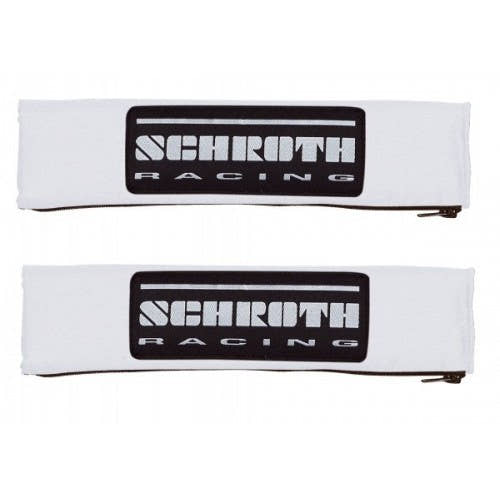 Schroth 2 Gurtpolster silber mit schwarz/silbernem SCHROTH RACING Logo