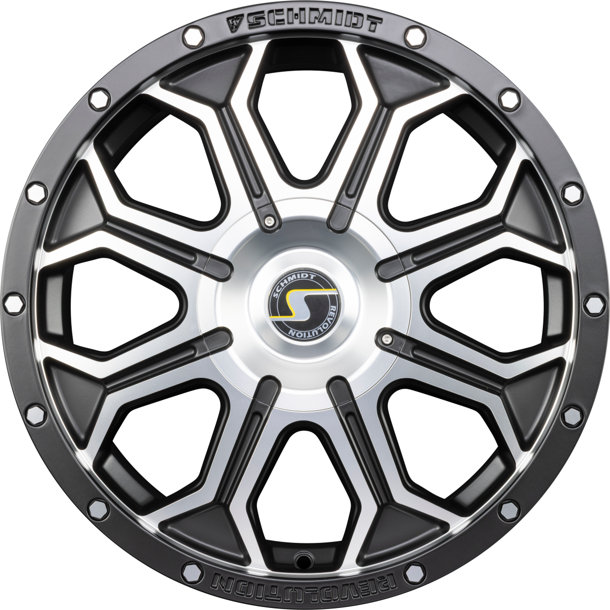 Schmidt REVOLUTION 18HDX Satin Black Front Poliert mit Softhorn Alufelge 8.5x18 Zoll ET45 LK 5x112 ML66.6