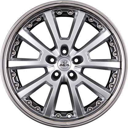 Antera 363 Bright-Silver mit austauschbarem Edelstahlring Alufelge 8.5x18 Zoll ET40 LK 5x112 ML75