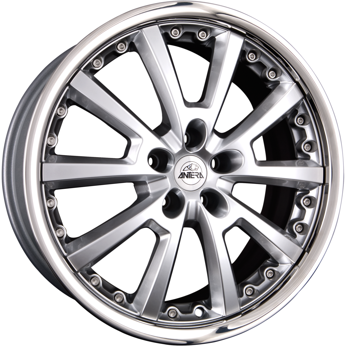 Antera 363 Bright-Silver mit austauschbarem Edelstahlring Alufelge 8.5x18 Zoll ET40 LK 5x112 ML75 – Bild 2