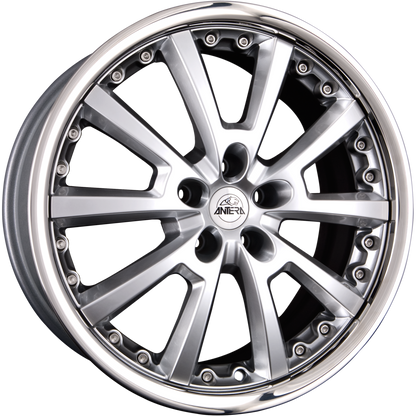 Antera 363 Bright-Silver mit austauschbarem Edelstahlring Alufelge 8.5x18 Zoll ET40 LK 5x112 ML75 – Bild 2