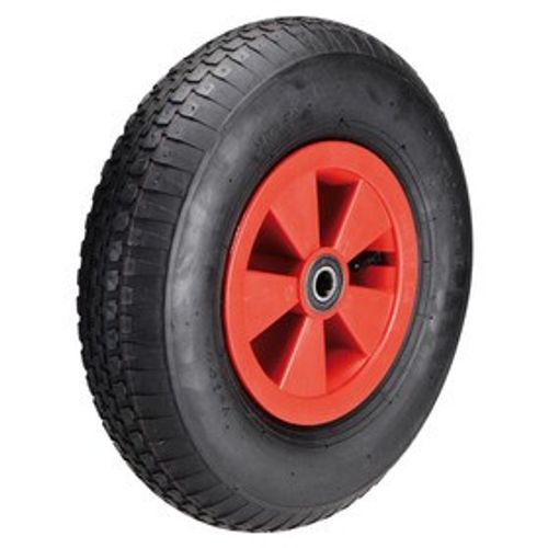 Knochenmuß Komplettrad 4.00-8 PU Block / Kunststoff-Felge: 2.50Ax8 D:20 NL75 Rot