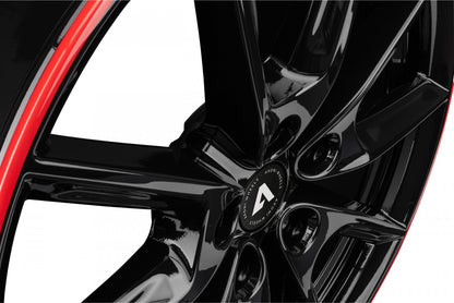 Akoni AK09 black glossy rim red Alufelge 8x19 Zoll ET50 LK 5x114.3 ML72.5 – Bild 2