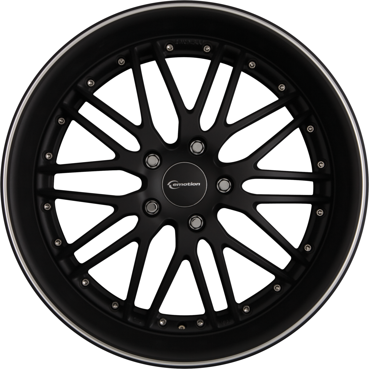 Emotion Wheels Wasabi Schwarz Matt mit Aussenring Poliert Alufelge 9.5x19 Zoll ET15 LK 5x120 ML72.6