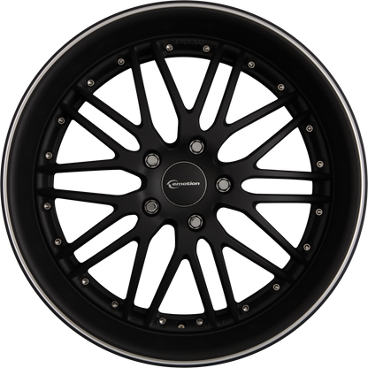 Emotion Wheels Wasabi Schwarz Matt mit Aussenring Poliert Alufelge 9.5x19 Zoll ET15 LK 5x120 ML72.6