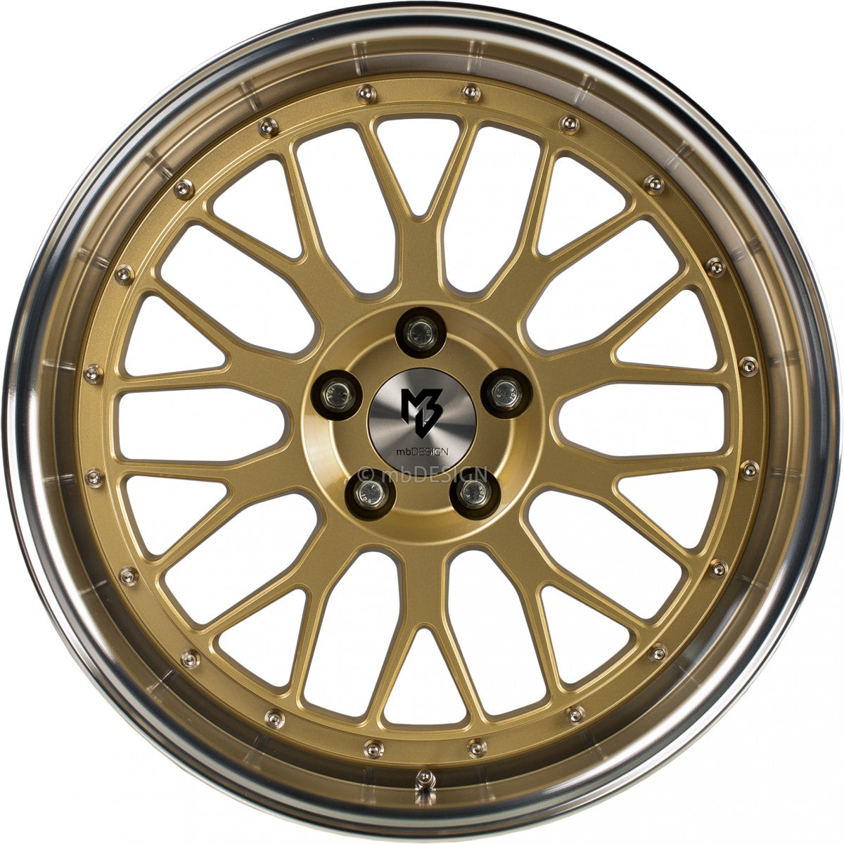 Mbdesign LV1 gold glänzend poliert Alufelge 7.5x18 Zoll ET45 LK 5x108 ML75 – Bild 2