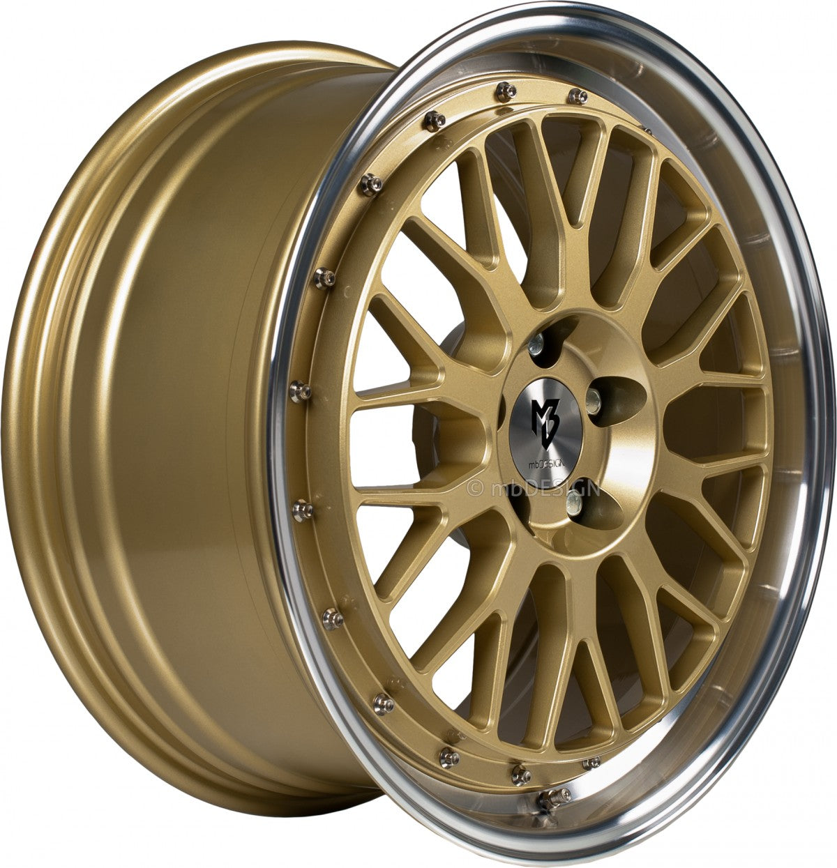 Mbdesign LV1 gold glänzend poliert Alufelge 7x17 Zoll ET45 LK 4x100 ML67.1 – Bild 3