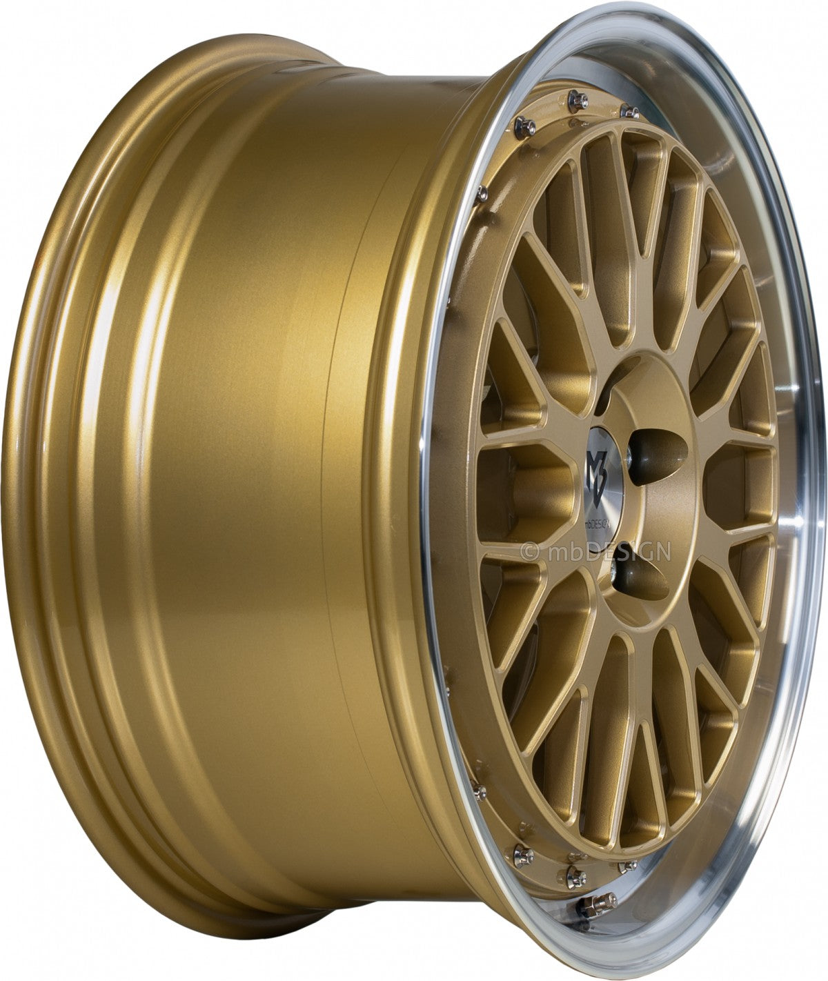Mbdesign LV1 gold glänzend poliert Alufelge 7x17 Zoll ET45 LK 4x100 ML67.1 – Bild 4