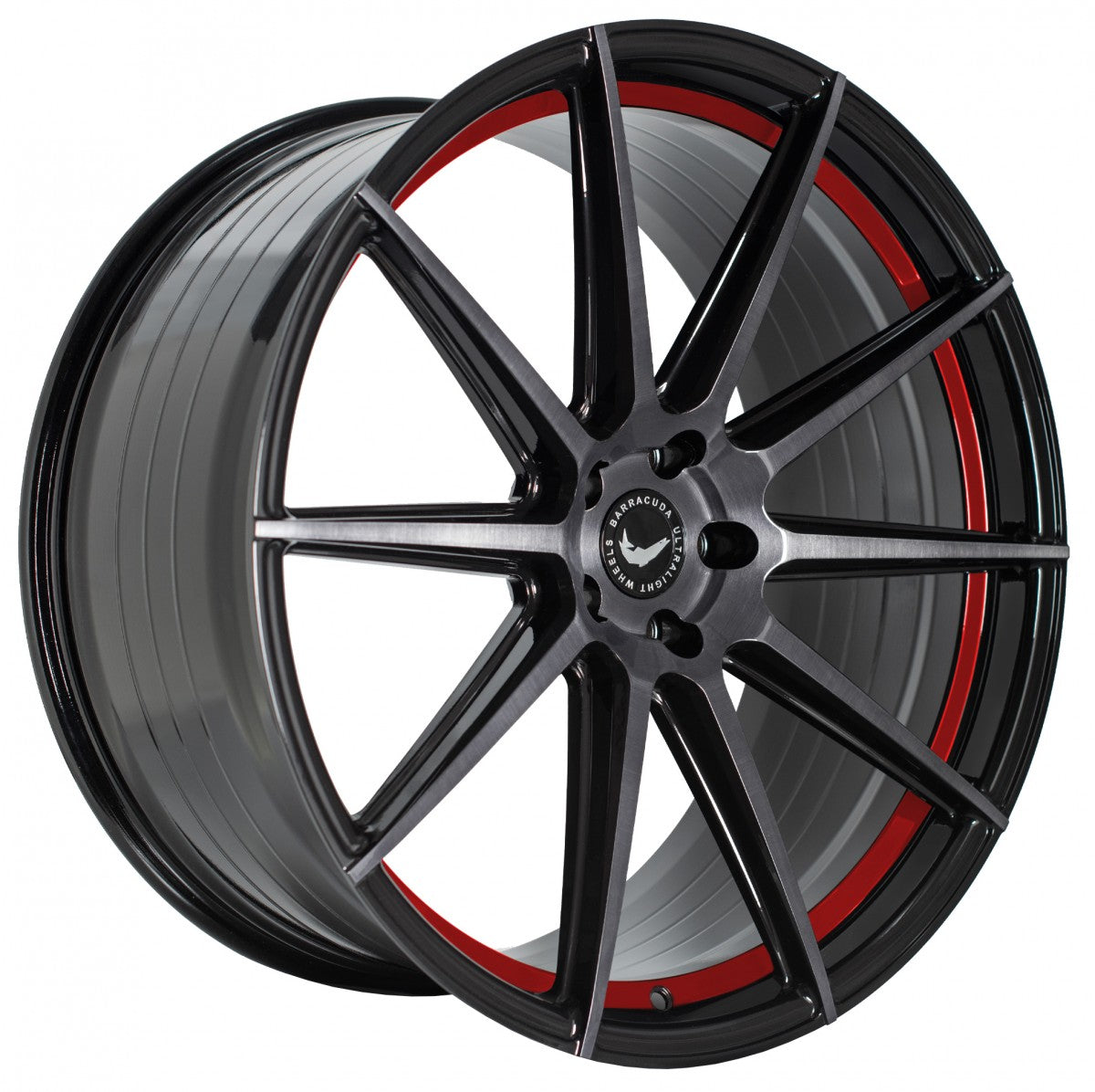 Barracuda Project 2.0 higloss-black brushed surface / Undercut Colour Trim rot Alufelge 9.5x22 Zoll ET30 LK 5x112 ML73.1 – Bild 3