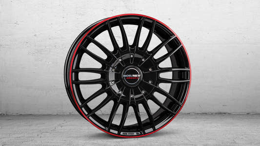 Borbet CW3 black glossy red ring Alufelge 7.5x18 Zoll ET50 LK 5x160 ML65.1