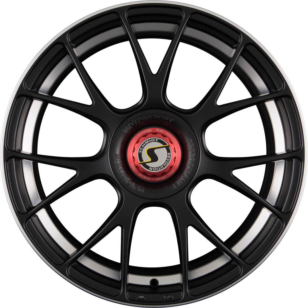 Schmidt REVOLUTION Gambit Satin Black mit Centerlock Deckel Alufelge 8.5x19 Zoll ET29 LK 5x112 ML66.5