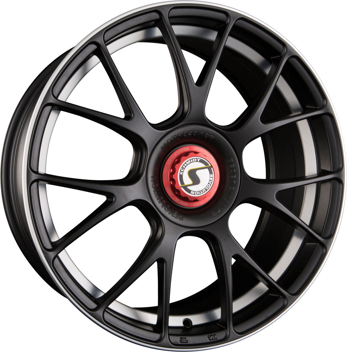 Schmidt REVOLUTION Gambit Satin Black mit Centerlock Deckel Alufelge 8.5x19 Zoll ET29 LK 5x112 ML66.5 – Bild 2