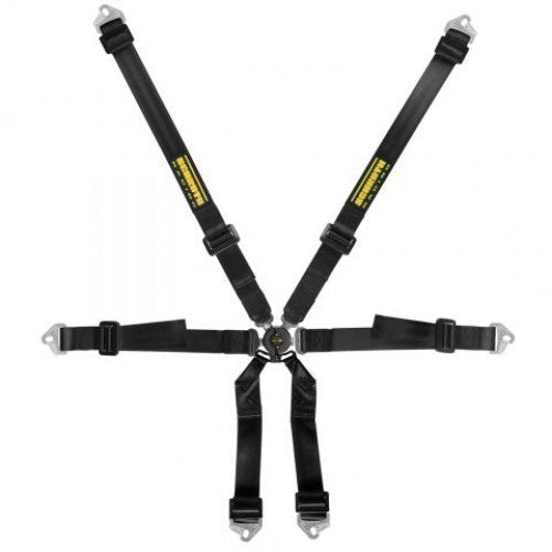 Schroth Clubman 2x2 schwarz mit schwarz/gelbem SCHROTH RACING Logo HANS